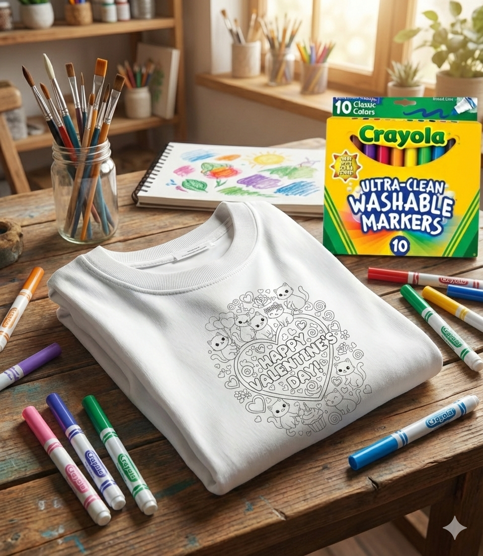 Kids Customized Valentine's Day Shirts - Personalized Washable Color Tees